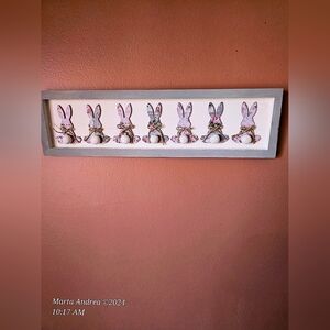 NWOT Handmade Victorian Decoupage Bunny Wall Hanging